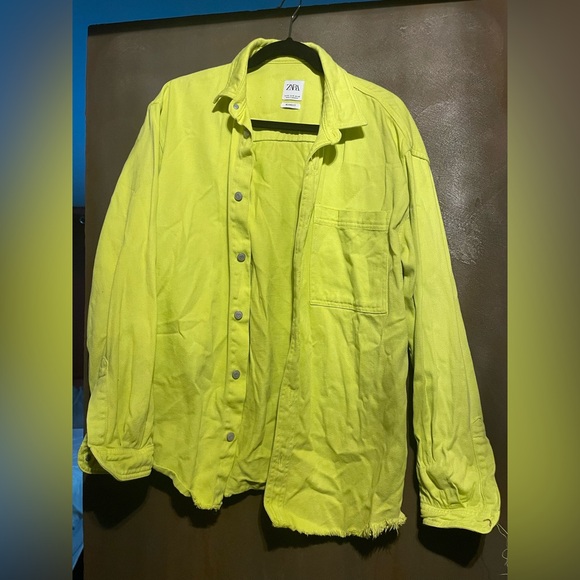 Zara Other - Zara Men's Vibrant Lime Green Shirt Jacket